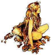 yellowed faery, crouching on a yellowed leaf